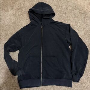 ROMWE Men's Black Zip-Up Sweater